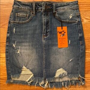 Risen Distressed Denim Mini Skirt